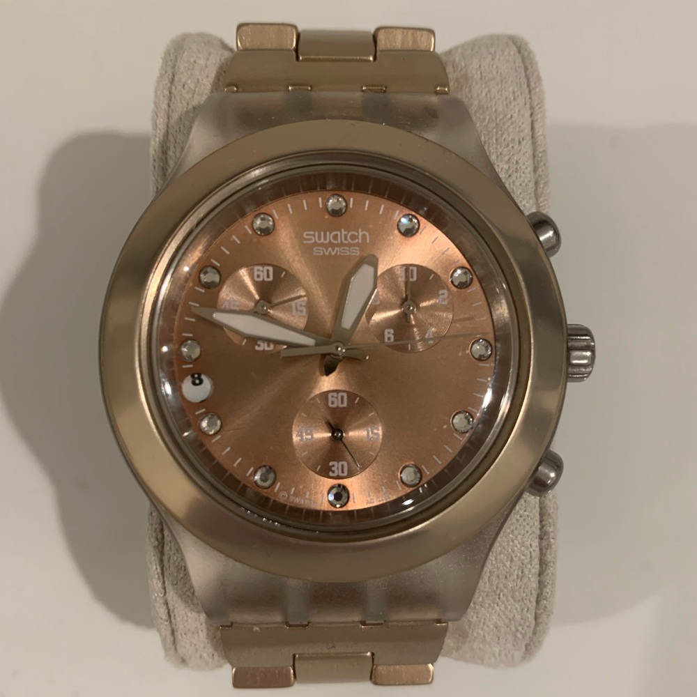 Swatch Quartz Rose Gold Chronograph Watch